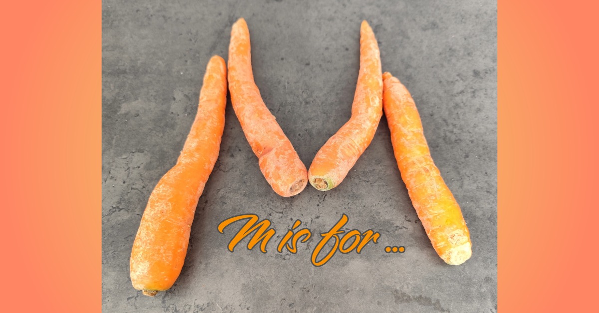 Carrots in the shape of the letter M